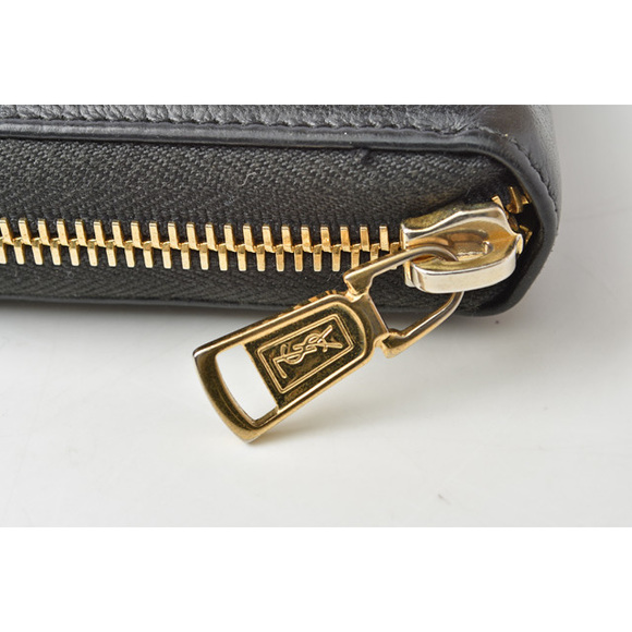 Saint Laurent Paris Wallet Long Wallet Round Zipper Leather Black - Picture 5 of 10